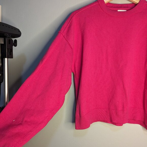 J Crew Womens Cropped Drop Shoulder Sweater Pink Size Medium Thick Knit - Picture 5 of 7